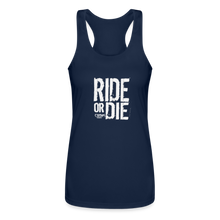Ride Or Die Racerback Tank Top White Lettering - navy