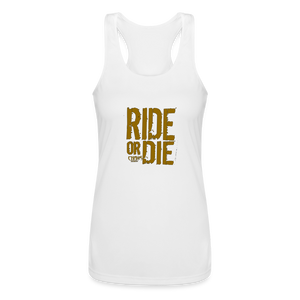 Ride Or Die Racerback Tank Top Gold Lettering - white