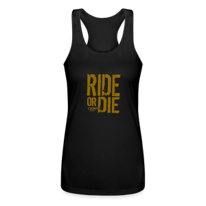 Ride Or Die Racerback Tank Top Gold Lettering - black
