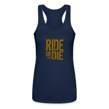 Ride Or Die Racerback Tank Top Gold Lettering - navy