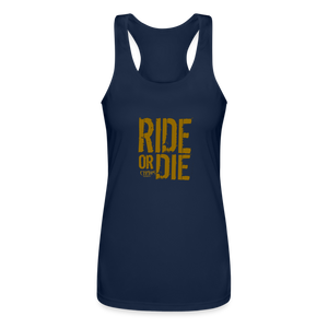 Ride Or Die Racerback Tank Top Gold Lettering - navy