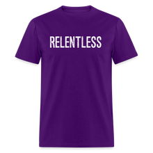RELENTLESS T-SHIRT with WHITE LETTERING - purple