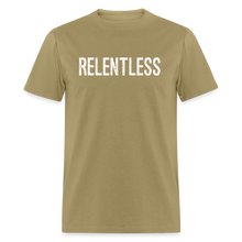 RELENTLESS T-SHIRT with WHITE LETTERING - khaki