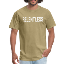 RELENTLESS T-SHIRT with WHITE LETTERING - khaki