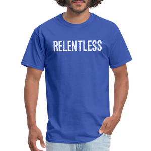 RELENTLESS T-SHIRT with WHITE LETTERING - royal blue