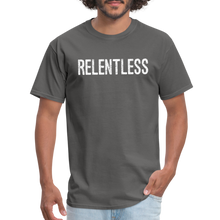 RELENTLESS T-SHIRT with WHITE LETTERING - charcoal