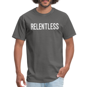 RELENTLESS T-SHIRT with WHITE LETTERING - charcoal