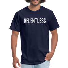 RELENTLESS T-SHIRT with WHITE LETTERING - navy