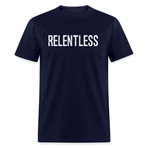 RELENTLESS T-SHIRT with WHITE LETTERING - navy