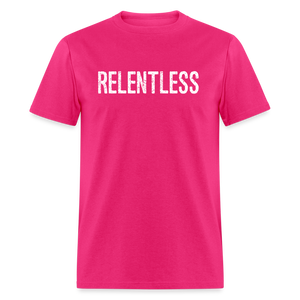 RELENTLESS T-SHIRT with WHITE LETTERING - fuchsia