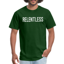 RELENTLESS T-SHIRT with WHITE LETTERING - forest green