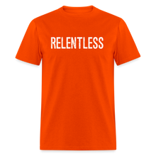 RELENTLESS T-SHIRT with WHITE LETTERING - orange