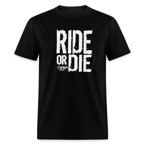 RIDE OR DIE - T-SHIRT with WHITE LOGO - black