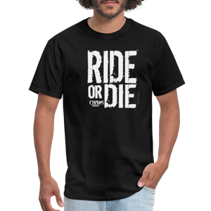 RIDE OR DIE - T-SHIRT with WHITE LOGO - black