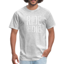 RIDE OR DIE - T-SHIRT with WHITE LOGO - heather gray