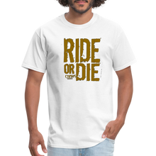 RIDE OR DIE - T-SHIRT with GOLD LOGO - white