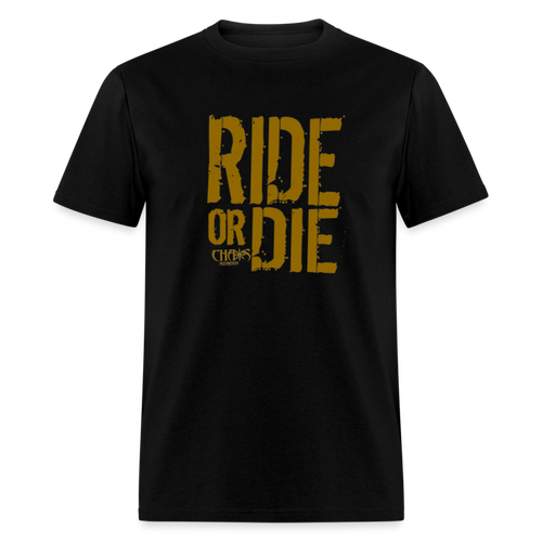 RIDE OR DIE - T-SHIRT with GOLD LOGO - black