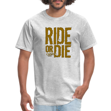 RIDE OR DIE - T-SHIRT with GOLD LOGO - heather gray