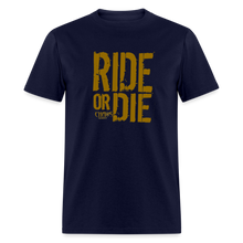 RIDE OR DIE - T-SHIRT with GOLD LOGO - navy
