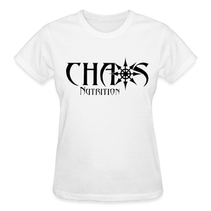 OG Chaos Nutrition Logo Women's T-Shirt with Black Lettering - white